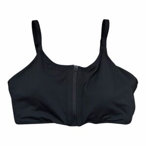 Athleta Black Front-Zip Sports Bra Size Medium Adjustable Straps Padding